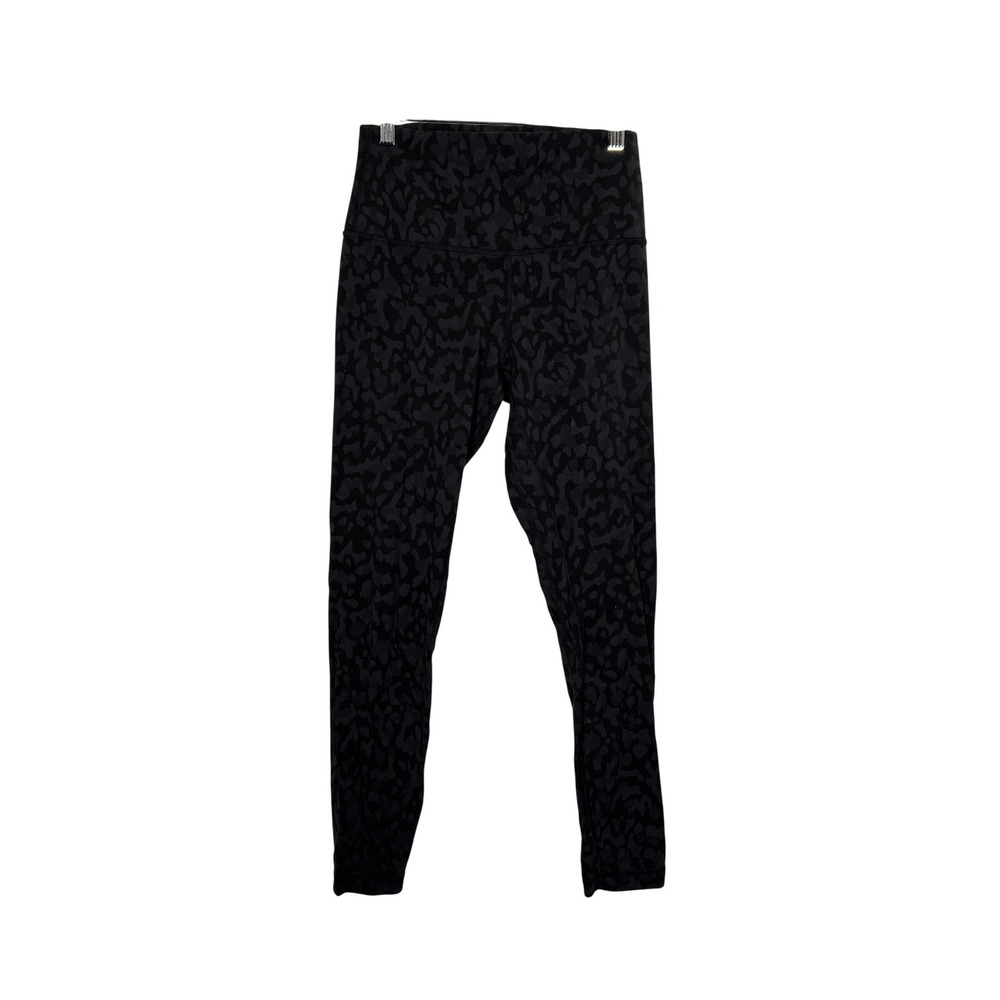Lululemon Black Gray‎ Leopard Camo High Rise Leggings Athletic Yoga Size 6 - Picture 2 of 5